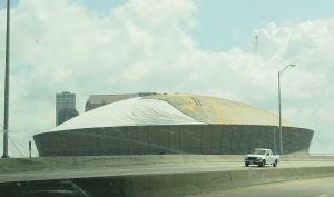 Hurricane-damaged roof