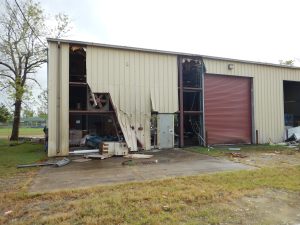 Hurricane-damaged wall