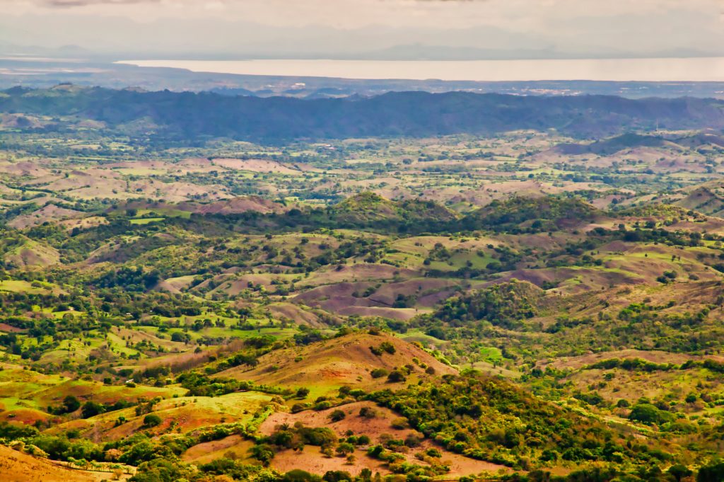 Aerial footage of mountains in Panama's Azuero Peninsula